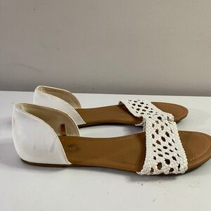 Andiamo Anashville Sandals Womens 10 White Woven Lattice‎ D'Orsay Flats